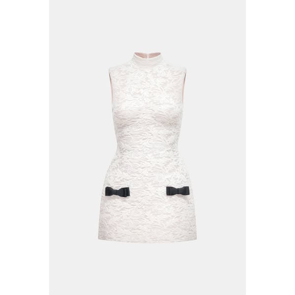 Ivory High Neck Bow Dress