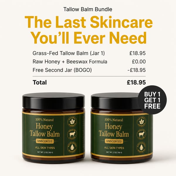 Organic Grass-Fed Tallow Balm with Raw Honey (Unscented)
