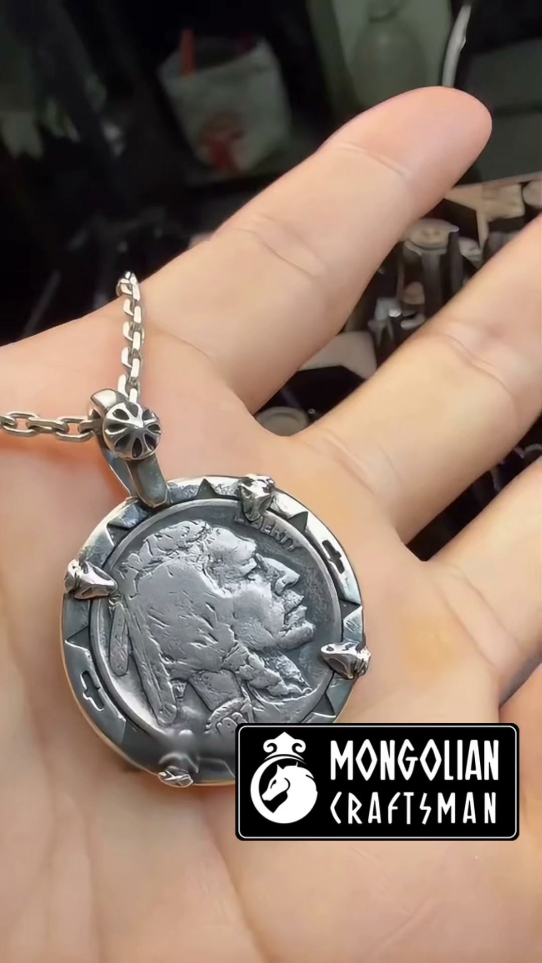 Vintage Indian Buffalo Nickel Coin Necklace
