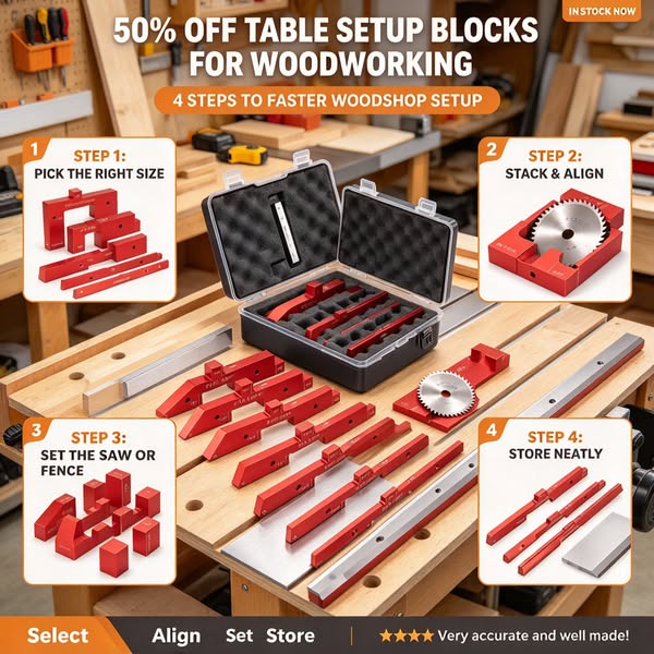 Woodworking Table Setup Blocks | 7‑Pc /14‑Pc Options | 40% OFF