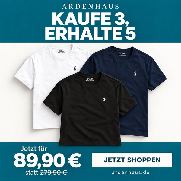 5 T-Shirts – Sommer-Endverkauf, 70% Rabatt