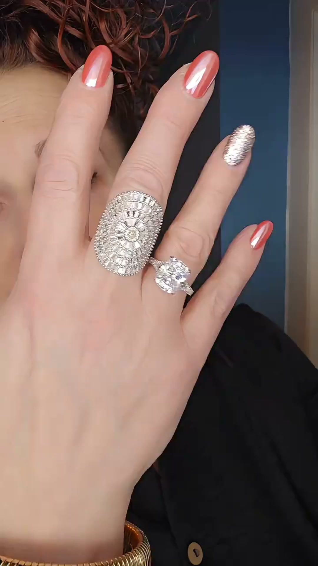 Oval Sunburst Pavé Ring