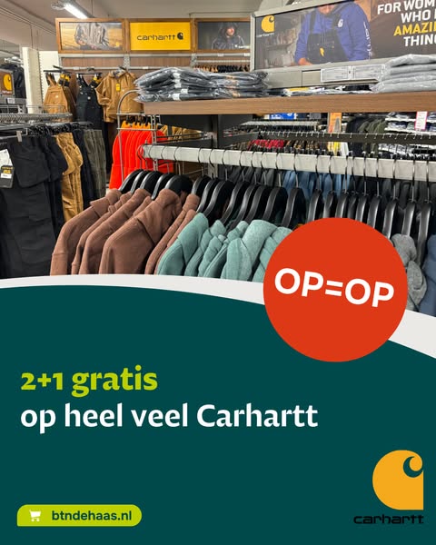 Nu 2+1 gratis op heel veel Carhartt!