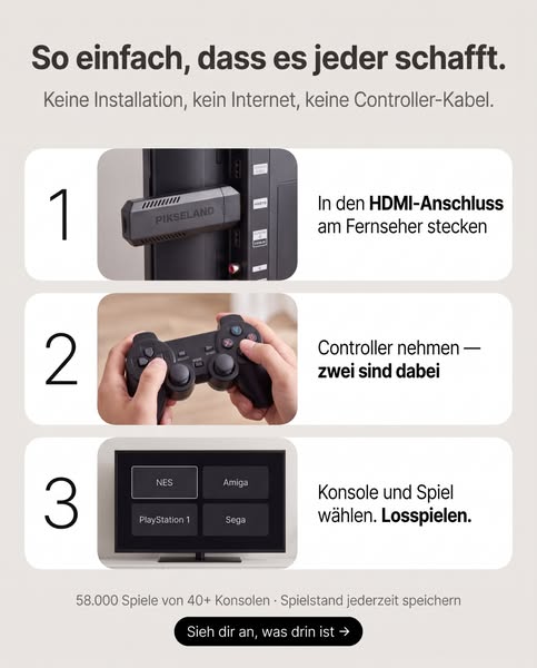 An den TV und losspielen – mehr nicht