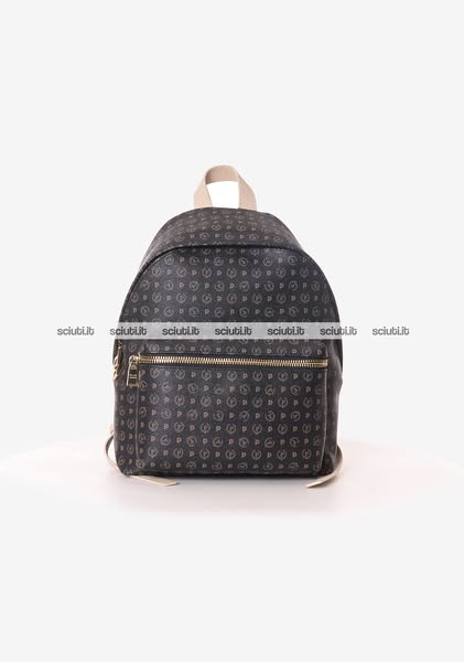 Zaino Pollini Heritage donna nero dettagli bianco avorio