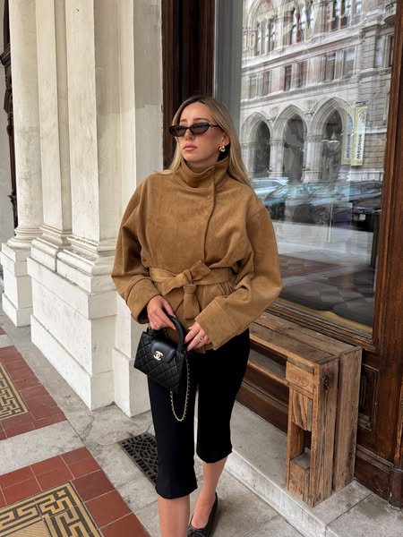 Banbury High-Neck Belted Suede Jacket