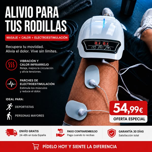 KneeFlow Pro™ Masajeador de Rodillas con Vibración y Calor Infrarrojo