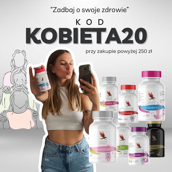 Kod KOBIETA20 przy zakupie powyżej 250 z