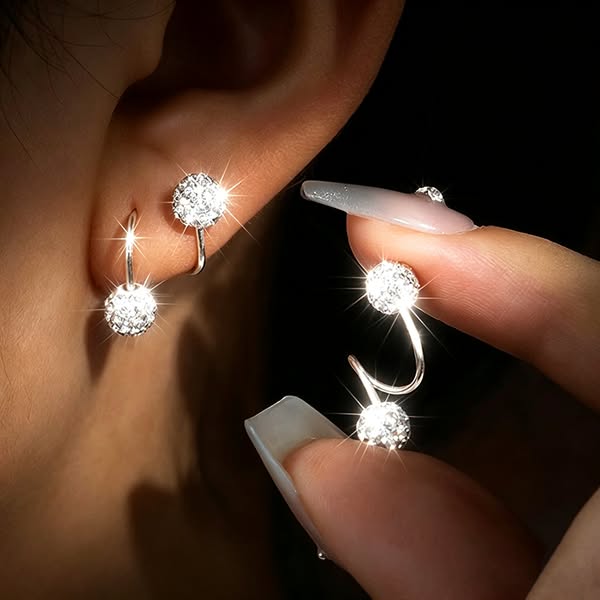 Stack Without Extra Holes Dual Sphere Wrap Earrings
