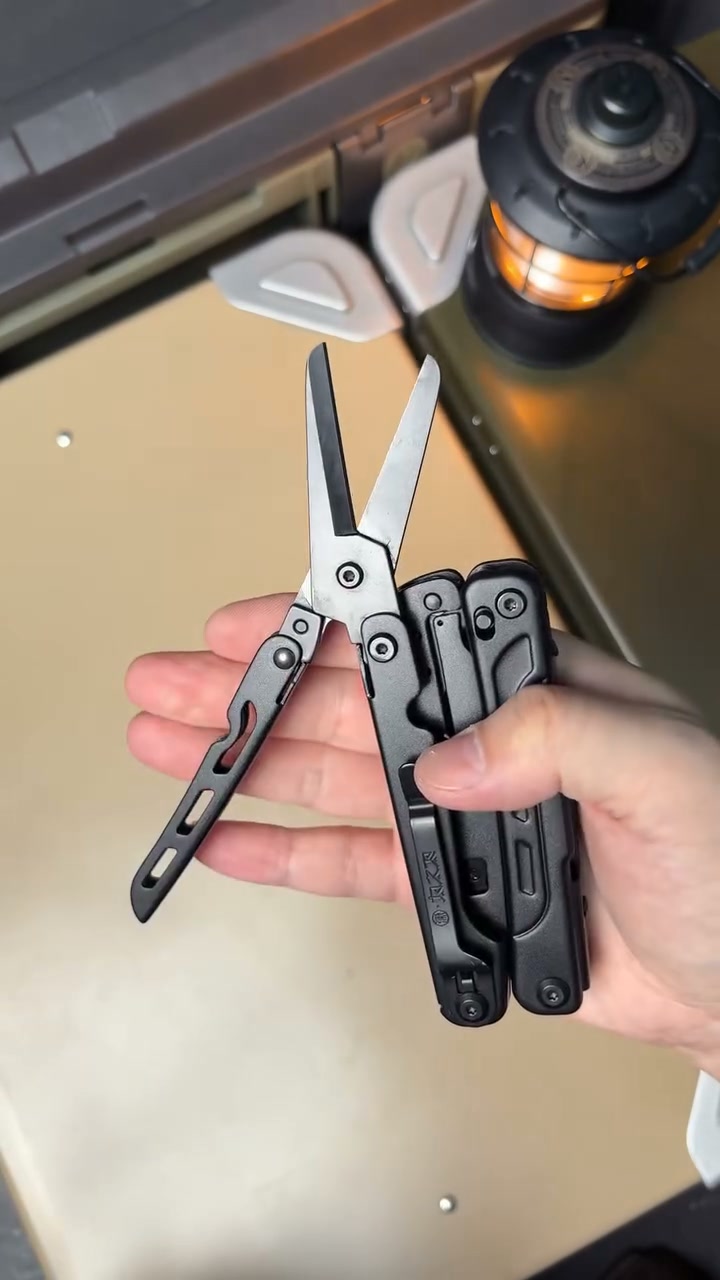 16-in-1 Camping Multi-Tool with Full-Size Scissors & Carrying Pouch