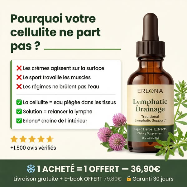 Si votre cellulite n'a pas bougé malgré le sport et les crèmes — c'est peut-être pas du gras. C'est peut-être de l'eau.