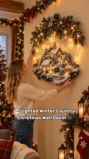 Christmas Village Wall Light Wreath