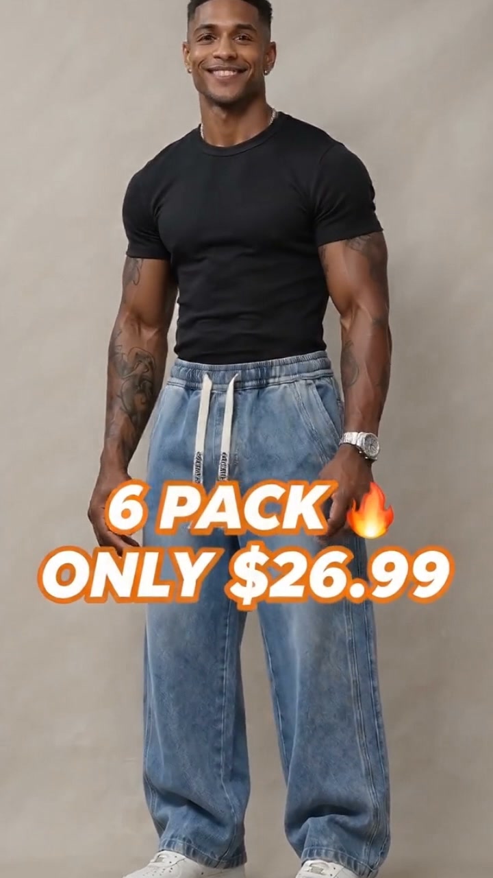 6-PACK FOR $26.99 Men's Relaxed Stretch Drawstring Jeans