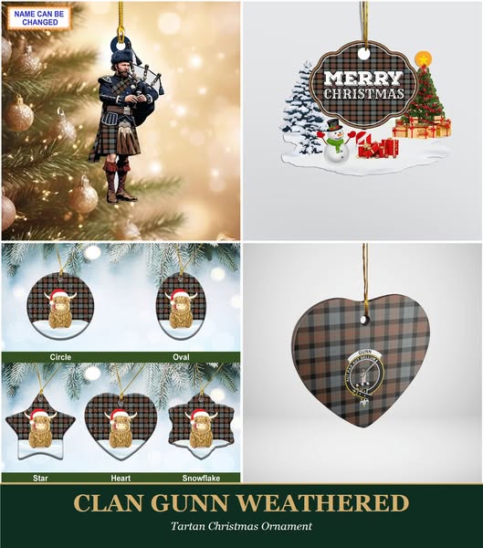 Clan Gunn Weathered Tartan Ornaments