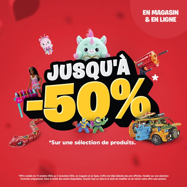 Jusqu'à -50% sur une sélection de jouets !