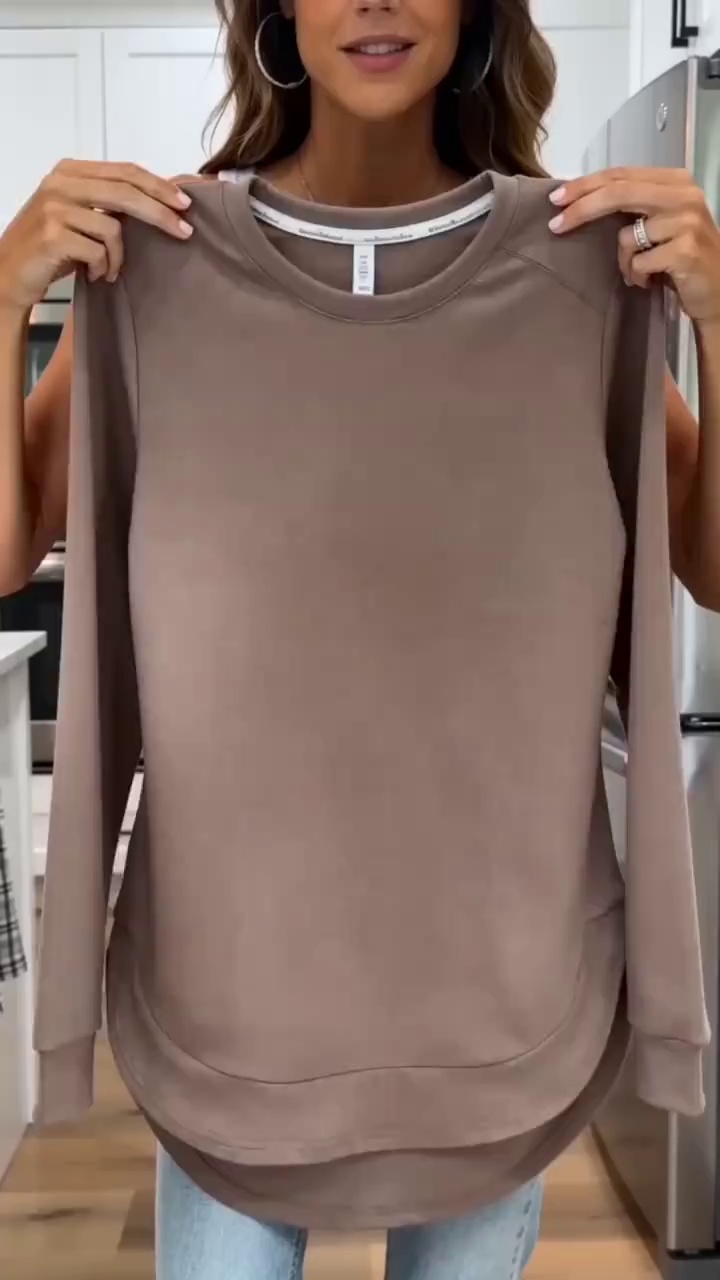 High Low Hem Top! Stylish Long Sleeve Basic