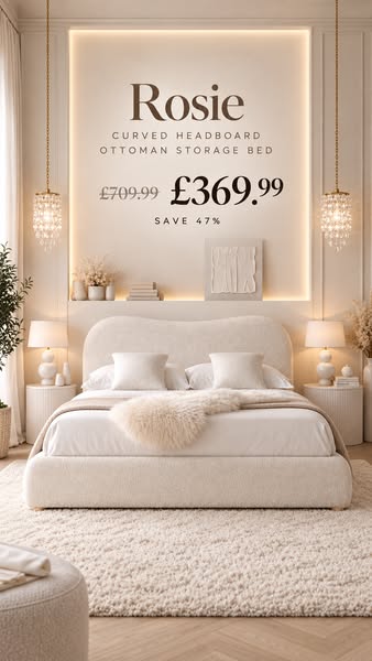 Rosie Curved Headboard Storage Bed
