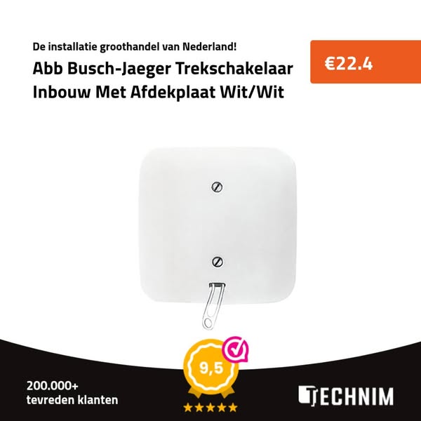 Abb Busch-Jaeger Trekschakelaar Inbouw Met Afdekplaat Wit/Wit