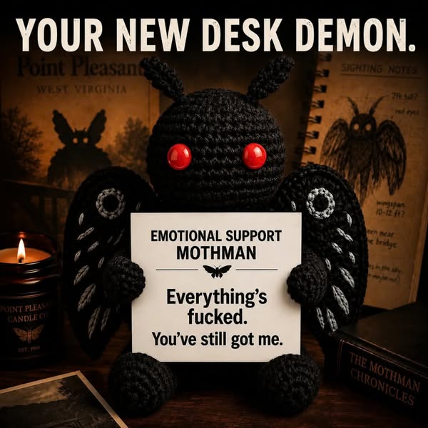 Meet yours. Emotional Support Mothman