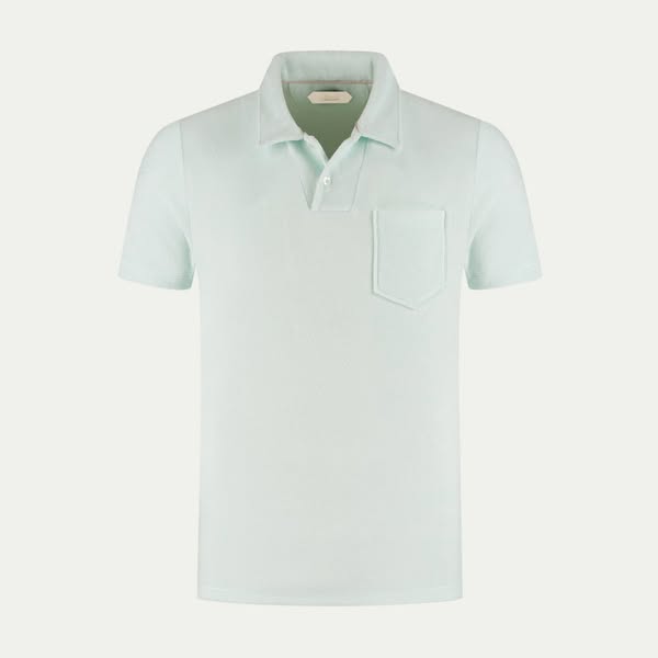 Light Aqua Terry Towelling Polo Shirt