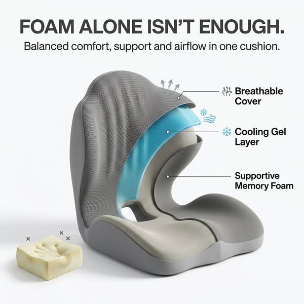 Your Sitting Pain Has 3 Sources. A Flat Pad Fixes One