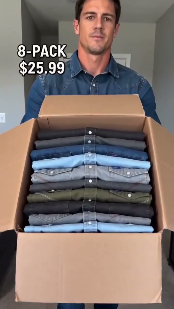 Men's Long Sleeve Stone-Washed and Pre-Washed Denim Work Shirt
