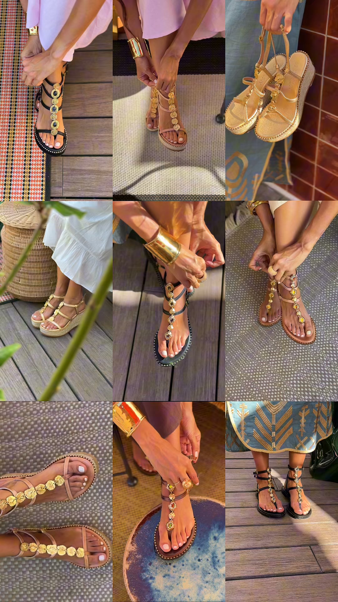 Summer sandals finished like jewelry.