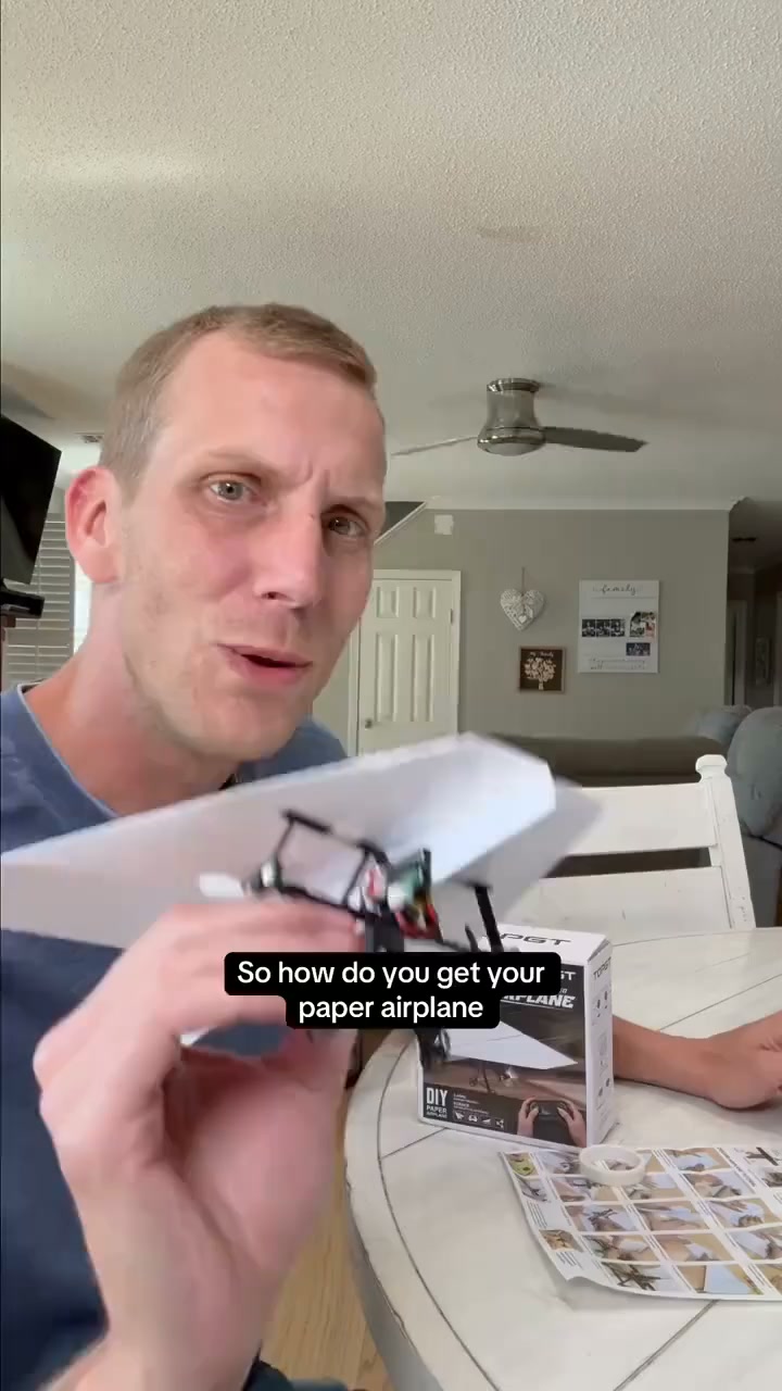 Paper Airplane Kit with Gyro Stabilizer – DIY Electric Remote Control Plane with Dual Propellers, Lightweight Foldable Flying STEM Toy