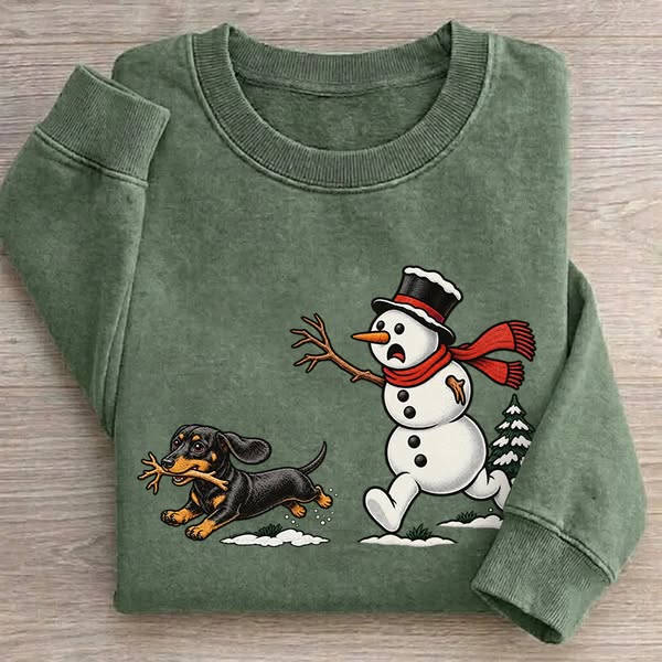Funny Snowman With Dachshund Dog Sweatshirt