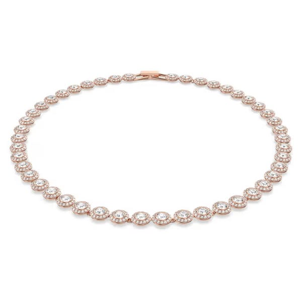 Una Angelic Tennis necklace Round cut, White, Rose gold-tone plated