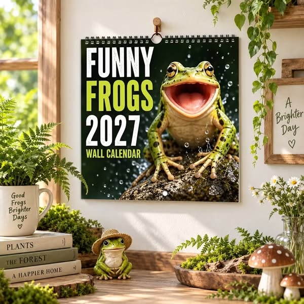 Funny Frogs 2027 Wall Calendar – Cute Humorous Frog Calendar, Quirky Amphibian Gift, Nature & Wildlife Decor - Buy 1