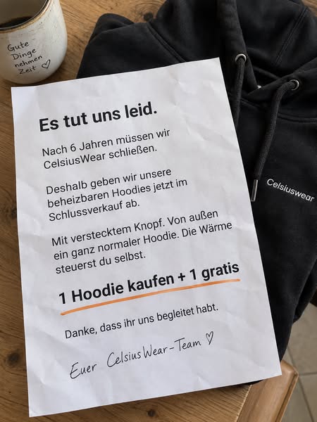Beheizbarer Hoodie mit verstecktem Leuchtknopf
