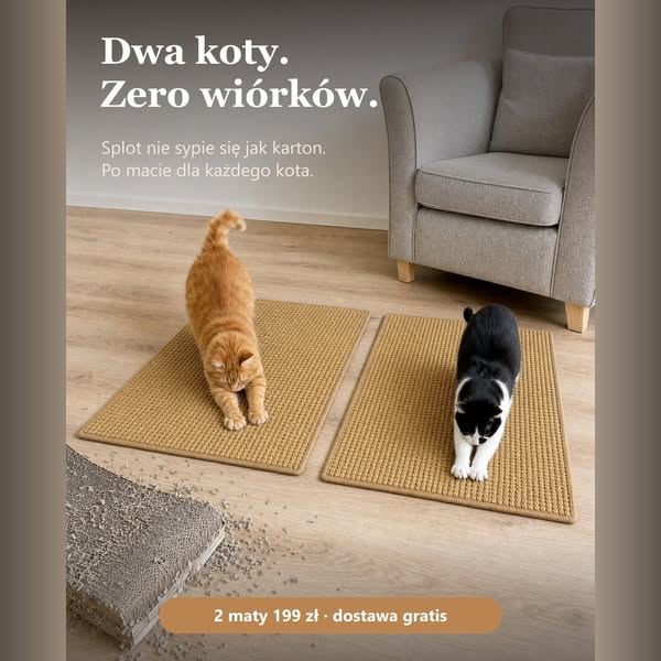 Kot drapie. Kanapa cała.