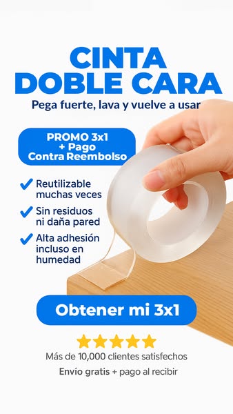 PROMO 3x1 Cinta Doble Faz Lavable Y Reutilizable