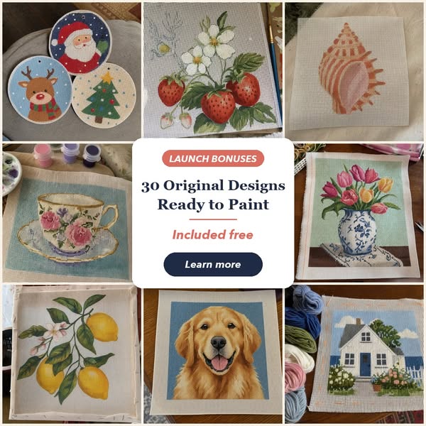 Paint Your Own Needlepoint Canvases + Free Bonuses