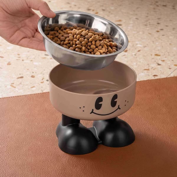 Custom Cartoon Elevated Pet Bowl with Name, Dog/Cat Food & Water Feeder Holder, Raised Neck Protection, Birthday Gift for Pet Lovers/Owners/