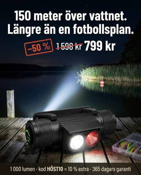 1 000 lumen. Upp till 69 timmar.
