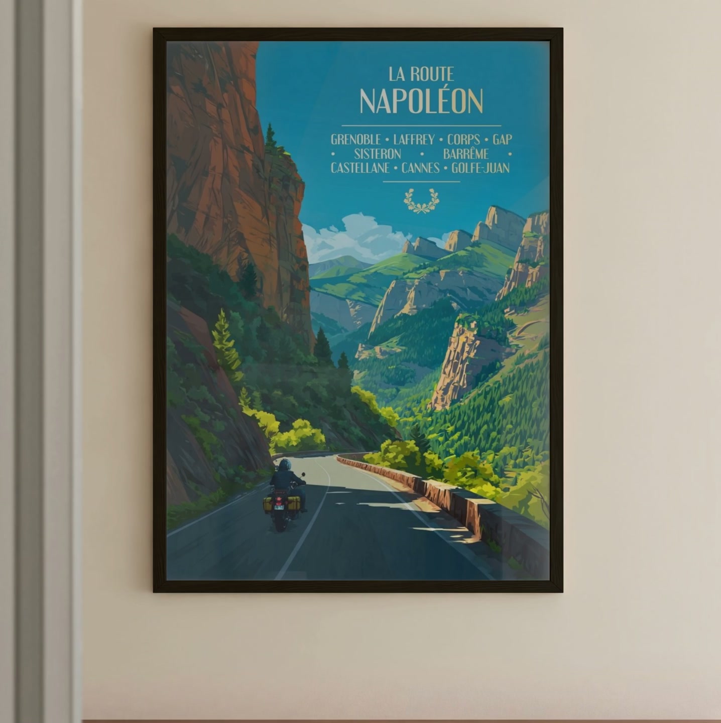 Affiche Moto Napoleón: Poster Souvenir Murale Motard Route