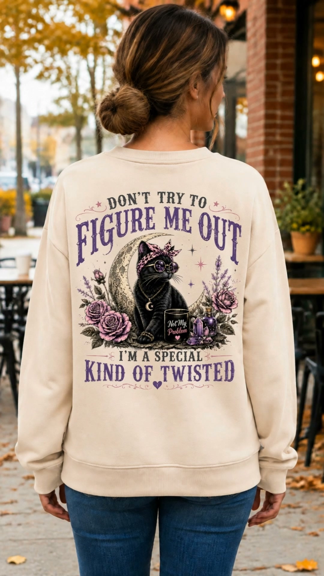 Don’t Try To Figure Me Out Cat Shirt, GEN X Custom Year Women's V-neck, Sweatshirt