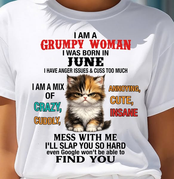 JUNE - I AM A GRUMPY WOMAN - Birthday T Shirt For Woman - TRNN06 (SKU2