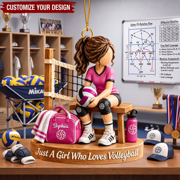 Personalized Volleyball Girl Christmas Ornament - Custom Volleyball Player Gift