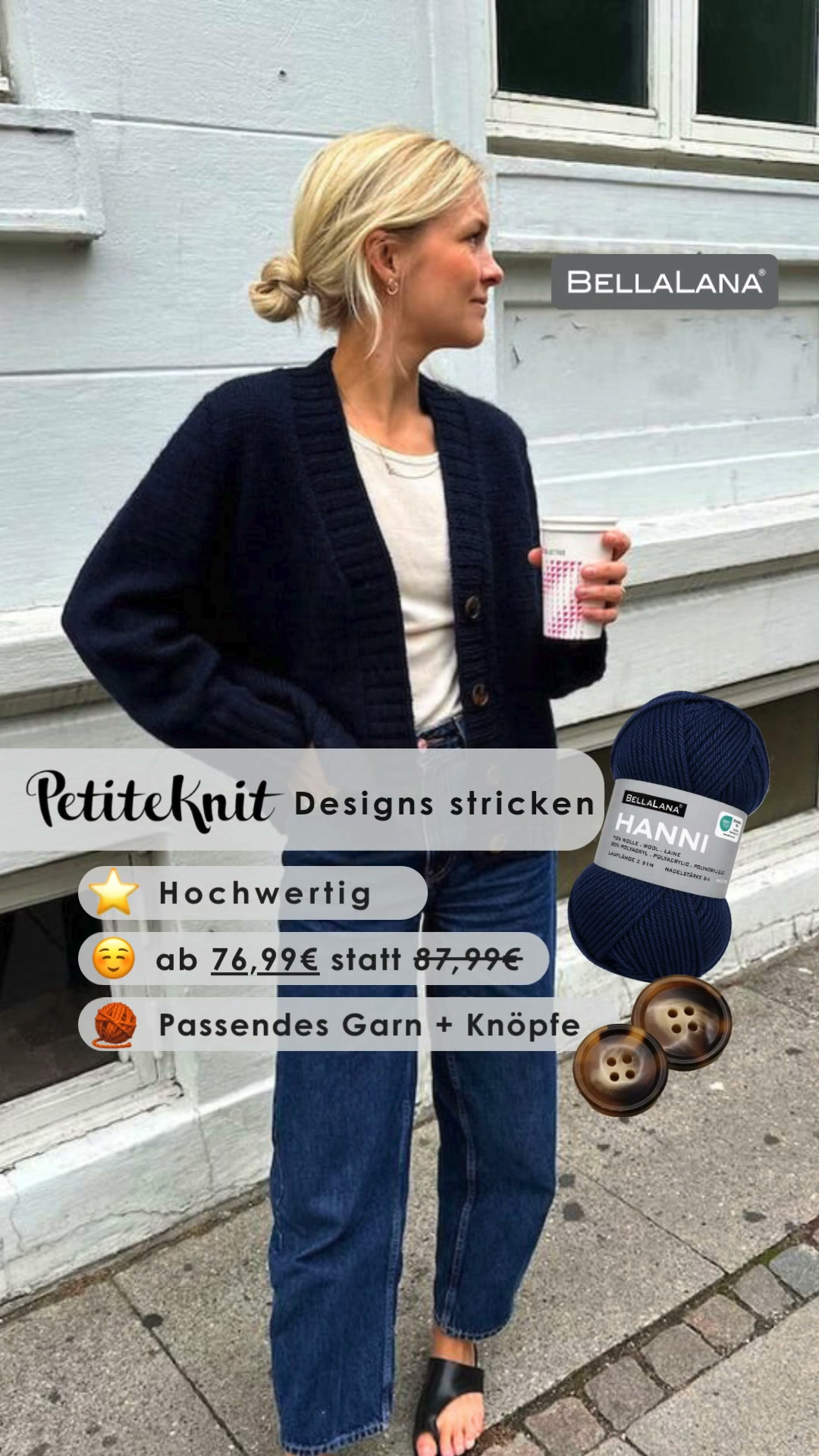 PetiteKnit Eva Cardigan stricken, inkl. Knöpfe
