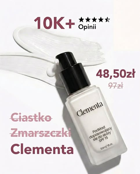 Podkład dopasowujący się do koloru skóry Clementa