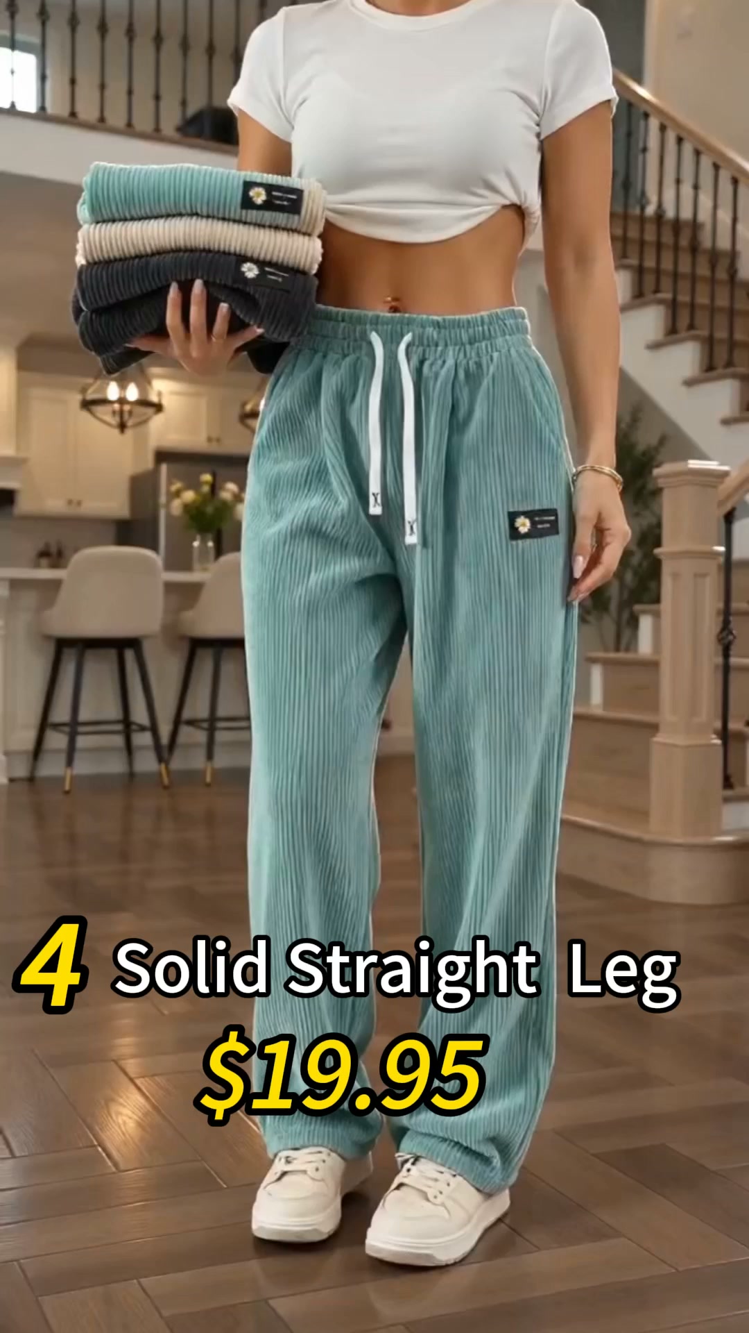 [LAST DAY SALE]Women's Solid Straight Leg Corduroy Bottoms-100% Cotton