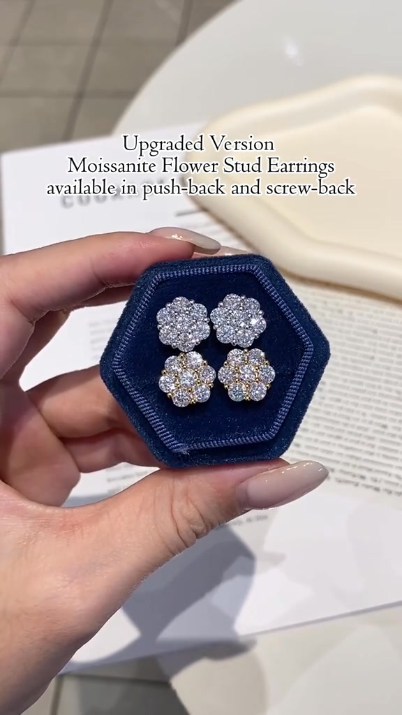 Floral Shine Earrings Push/Screw Back