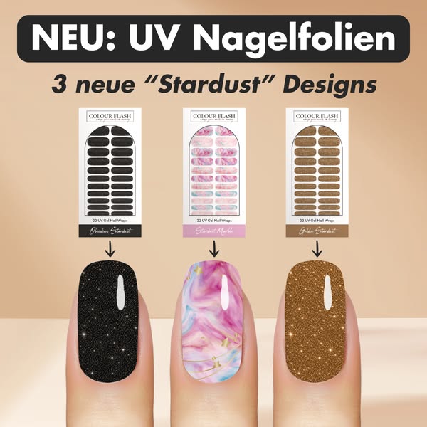3 Neue "Stardust" UV Nagelfolien Designs bei Colour Flash