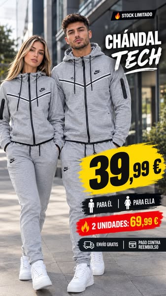 Chándal Gris con Capucha — 1 ud. 39€ / Pack 2 uds. 69€
