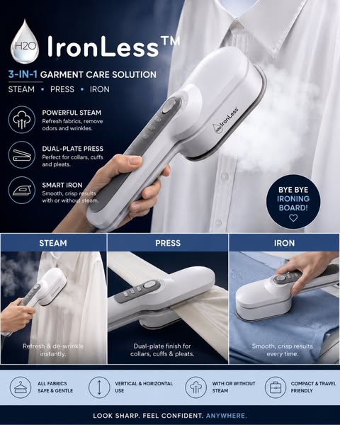H2O IronLess™ - Steam it. Press it. Iron it.