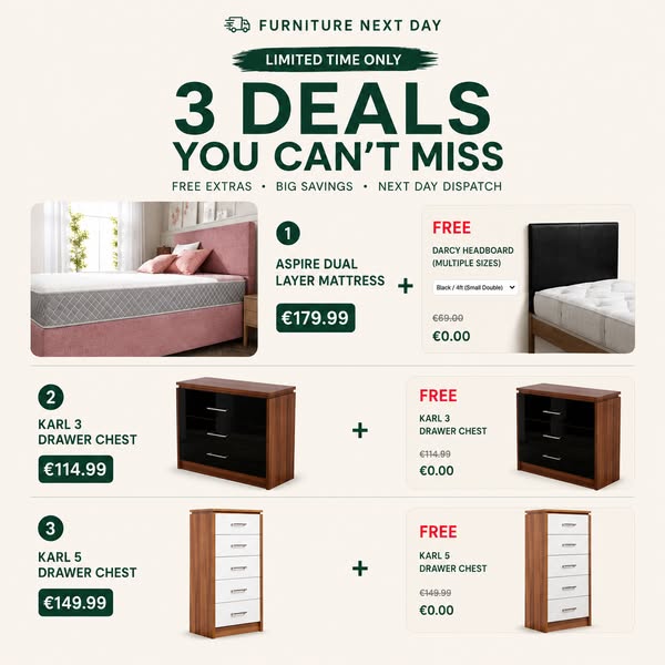3 Deals + FREE Furniture