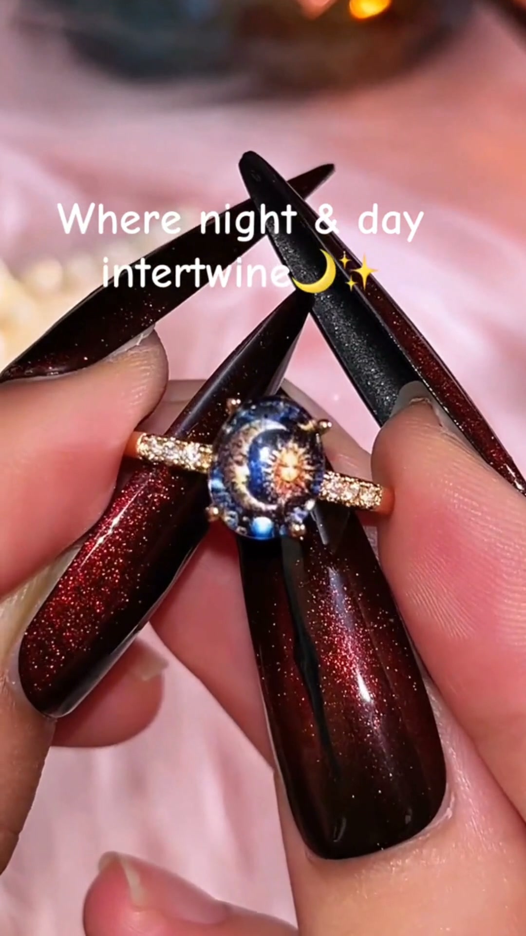 Oval Celestial Sun & Moon Statement Ring